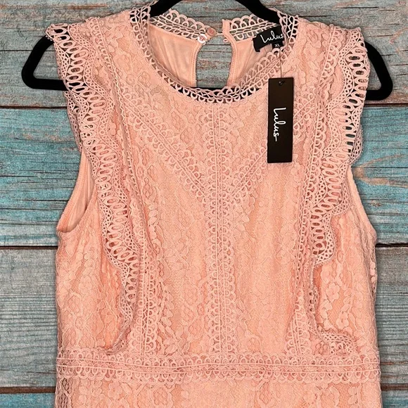 Lulus Sweetheart Blush Pink Lace Dress XL NWT - Picture 4 of 8
